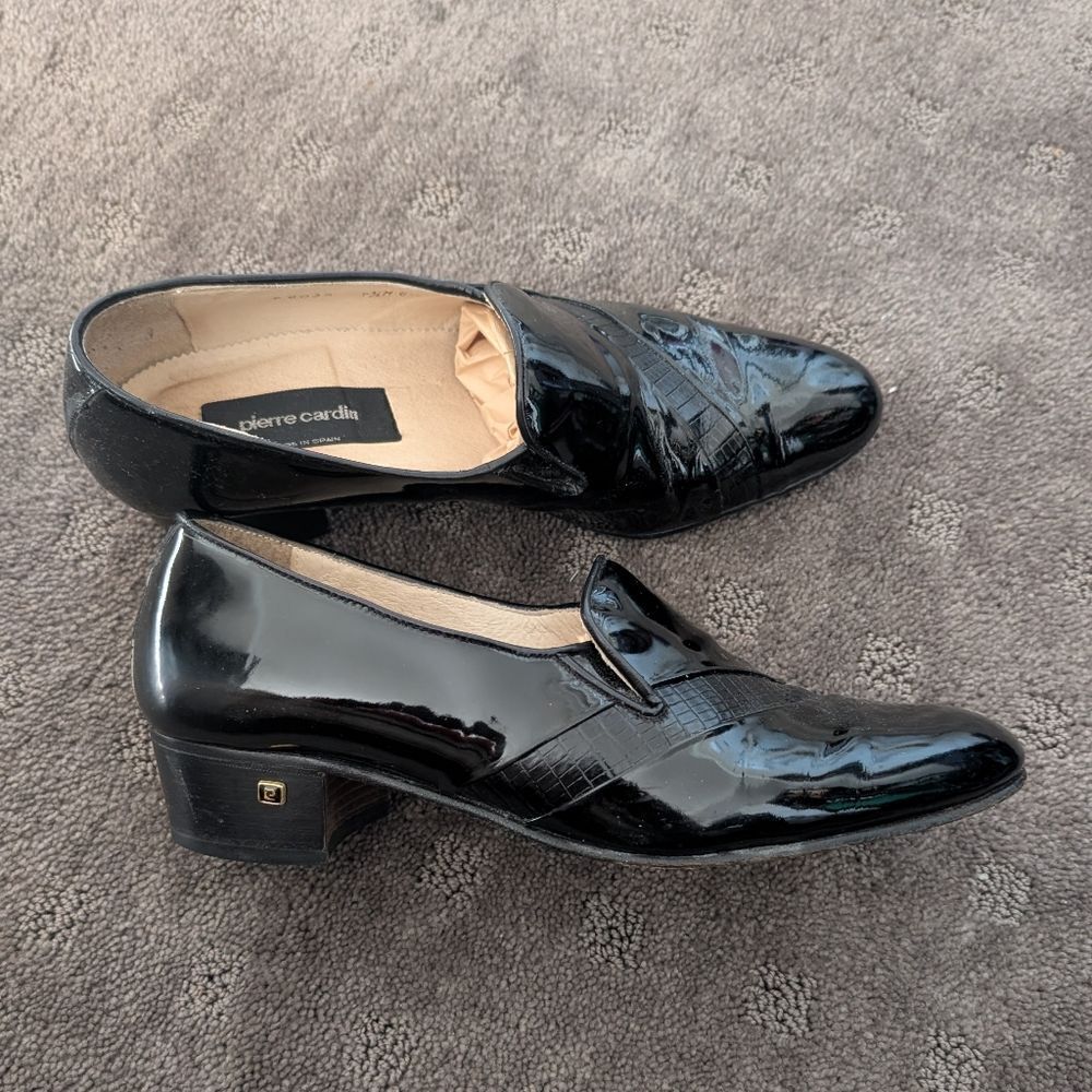 Pierre Cardin Black Patent Leather Men’s Shoes Size 7.5